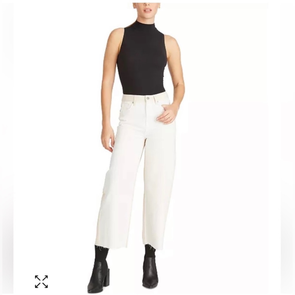 Nordstrom VIGOSS Two Tone White Tan High Rise Cropped Jeans Size 28/6